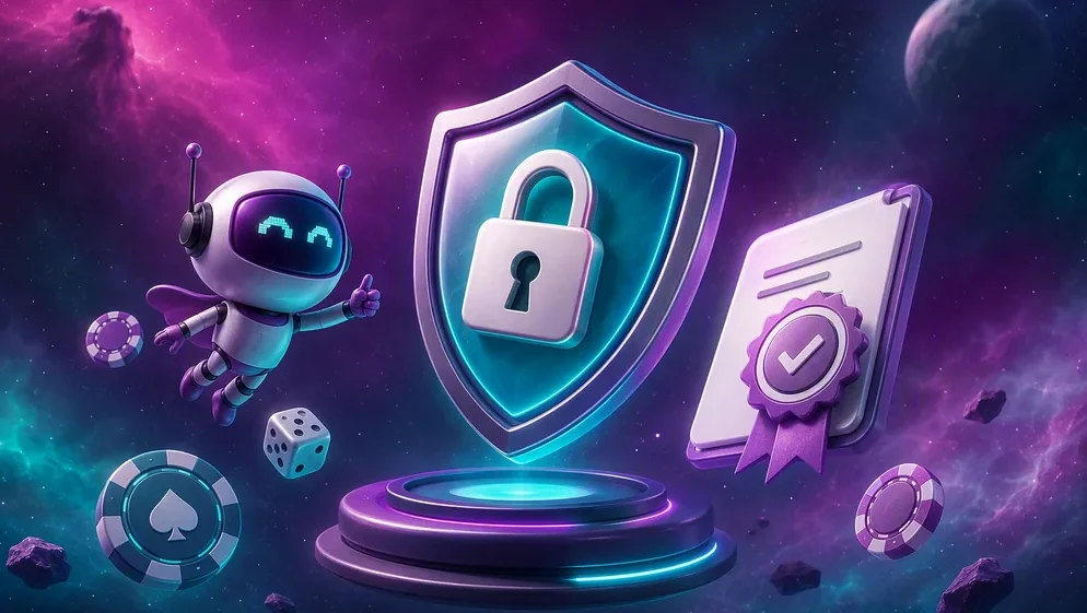 Schloss-Symbol und Lizenzsiegel als Sinnbild für Sicherheit bei Spinaway
